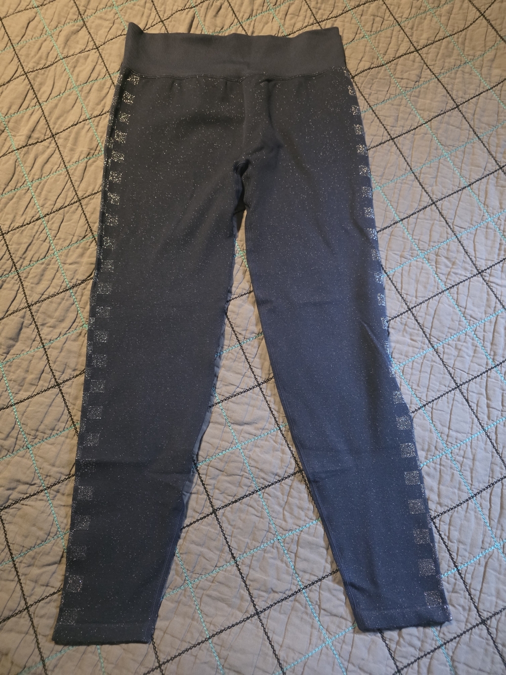 Active USA Black Sparkle Leggings with Subtle Glitter PINK active